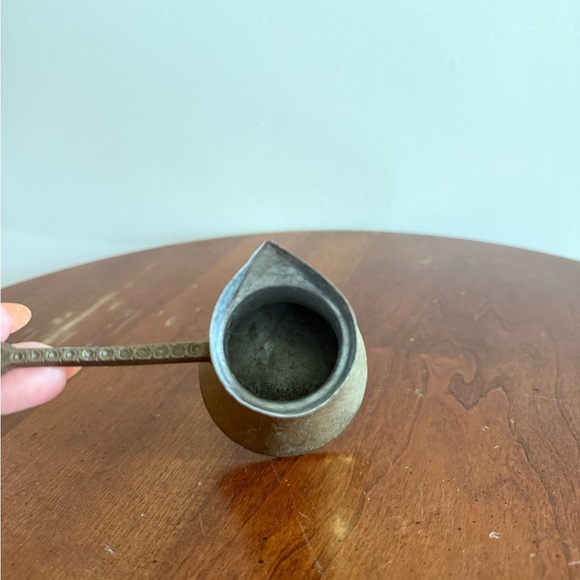 Vintage Turkish Cezve Small Coffee Pot Brass Jezve Ibrik Rustic Kitchen - Picture 5 of 9